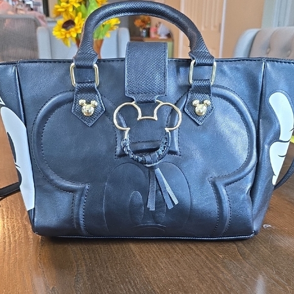 Handbags - Disney Faux Leather Bioworld Mickey Mouse Satchel/Crossbody in black and white.